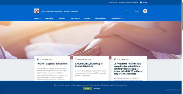 Security scan screenshot of https://ordineostetricheudpn.it/