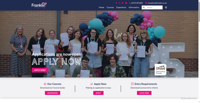 Security scan screenshot of https://www.franklin.ac.uk/