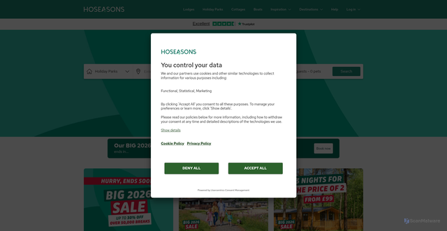 Security scan screenshot of https://www.hoseasons.co.uk
