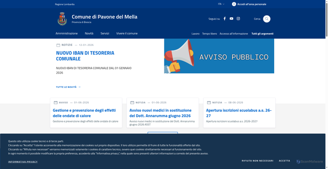 Security scan screenshot of https://www.comune.pavone-del-mella.bs.it