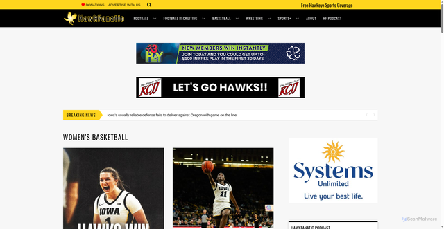 Security scan screenshot of https://hawkfanatic.com/category/womens-basketball/