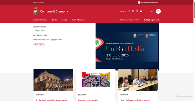 Security scan screenshot of https://www.comune.cremona.it