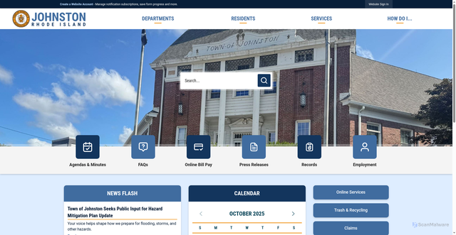Security scan screenshot of https://www.johnstonri.gov/