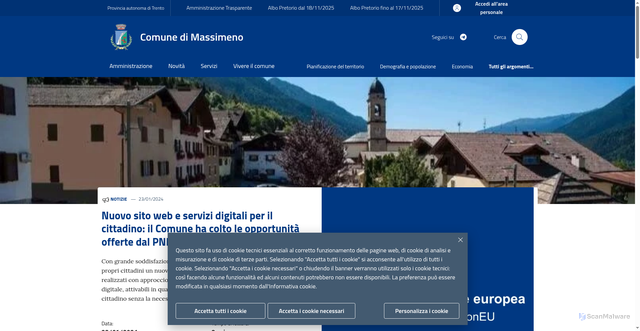 Security scan screenshot of https://www.comune.massimeno.tn.it/