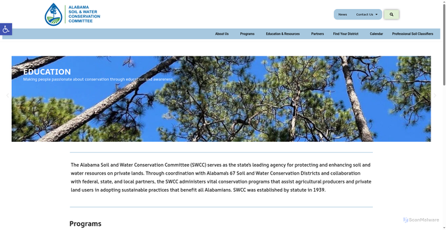Security scan screenshot of https://alabamasoilandwater.gov/