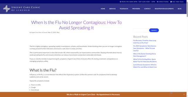 Security scan screenshot of https://ucclincoln.com/when-is-the-flu-no-longer-contagious-how-to-avoid-spreading-it/