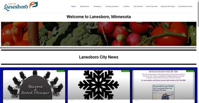 Security scan screenshot of https://lanesboro-mn.gov/