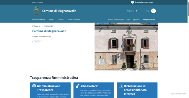 Security scan screenshot of https://www.comune.magnacavallo.mn.it