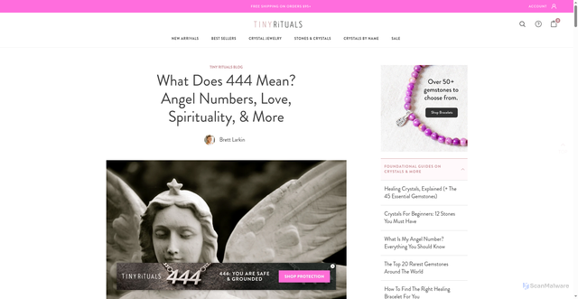 Security scan screenshot of https://tinyrituals.co/blogs/tiny-rituals/what-does-444-mean-angel-number?srsltid=AfmBOooORQ5YOL-9qOfHlZ-aNYuCigRkIsVL5QyOWFZpUMs62WdRxWFa