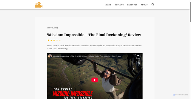 Security scan screenshot of https://curtonthemovies.com/mission-impossible-the-final-reckoning-review/