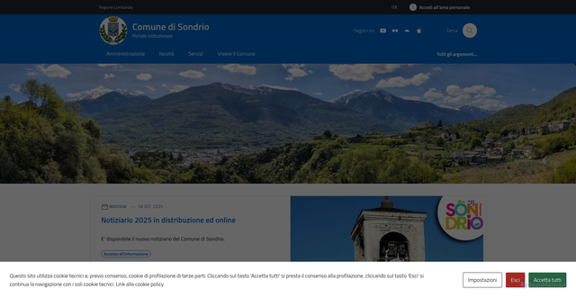 Security scan screenshot of https://comune.sondrio.it/