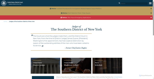 Security scan screenshot of https://nysd.uscourts.gov/judges