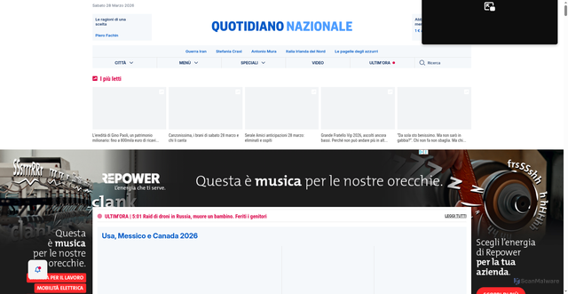 Security scan screenshot of https://www.quotidiano.net