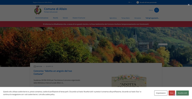 Security scan screenshot of https://www.comune.allein.ao.it