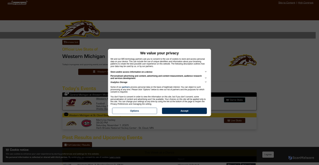 Security scan screenshot of https://www.statbroadcast.com/events/statbroadcast.php?t=1&gid=wmu