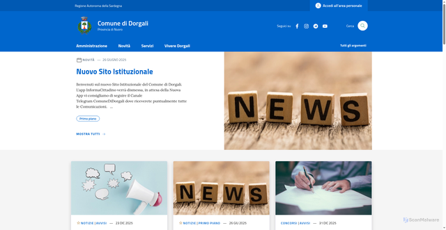 Security scan screenshot of https://www.comune.dorgali.nu.it/