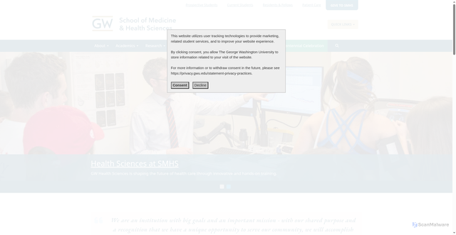 Security scan screenshot of https://smhs.gwu.edu