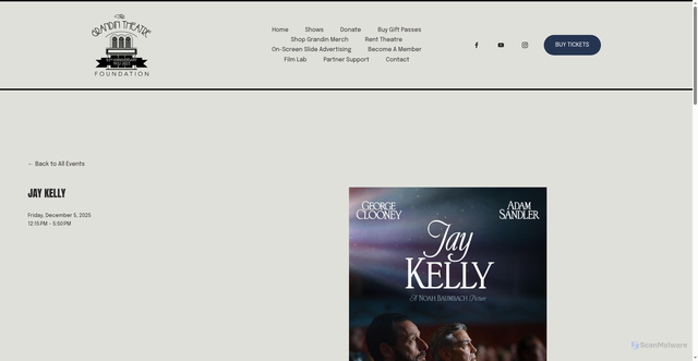 Security scan screenshot of https://www.grandintheatre.com/shows/jay-kelly