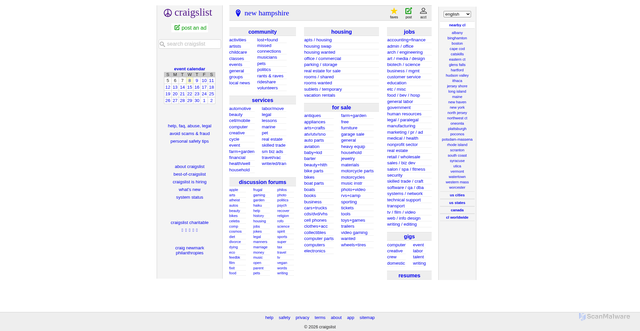 Security scan screenshot of https://nh.craigslist.org