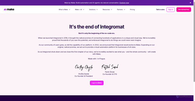 Security scan screenshot of https://integromat.com