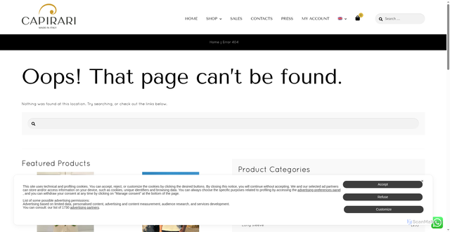 Security scan screenshot of https://www.capirari.com/?m=24613377041740