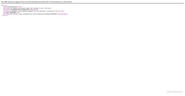 Security scan screenshot of https://cp-jobmacha-servicemacha-widgets.oss-ap-southeast-3.aliyuncs.com