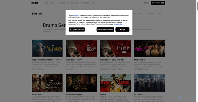 Security scan screenshot of https://www.hbo.com/series/genre/drama