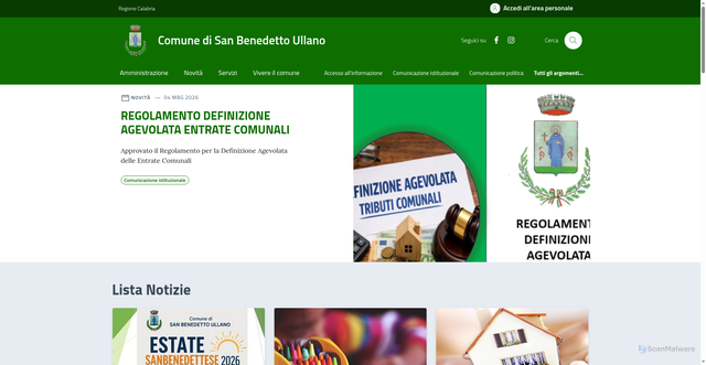 Security scan screenshot of https://www.comune.sanbenedettoullano.cs.it