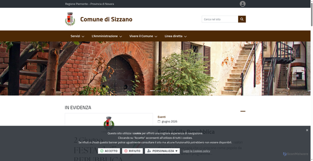 Security scan screenshot of https://www.comune.sizzano.no.it