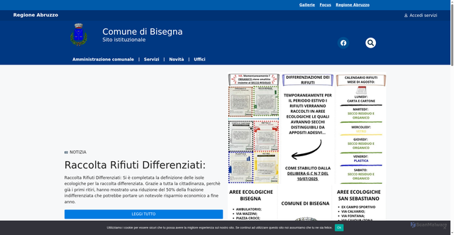 Security scan screenshot of https://comune.bisegna.aq.it/