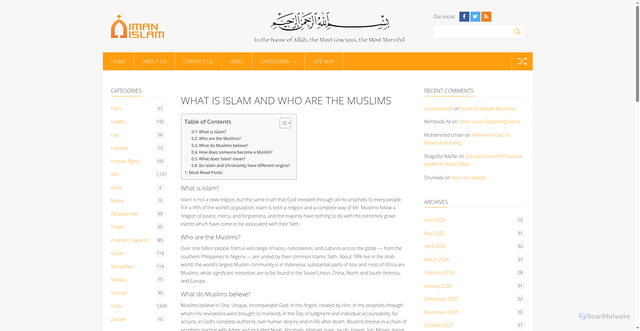 Security scan screenshot of https://www.imanislam.com/info/what-is-islam-and-who-are-the-muslims