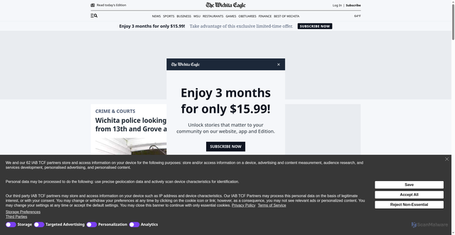 Security scan screenshot of https://www.kansas.com/