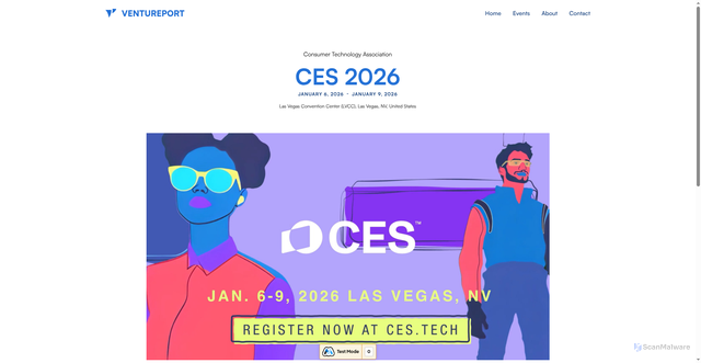 Security scan screenshot of https://ventureport.net/events/ces-2026