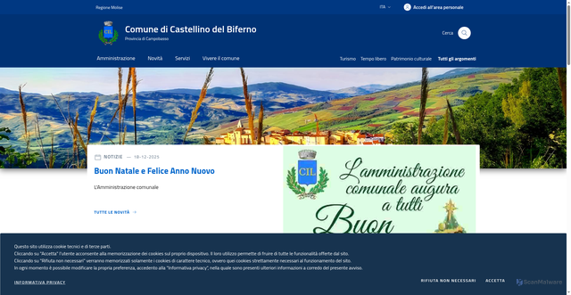 Security scan screenshot of https://www.comune.castellinodelbiferno.cb.it/