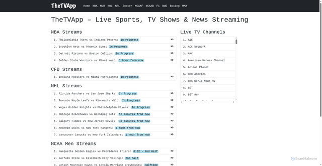 Security scan screenshot of https://the-tv.app/