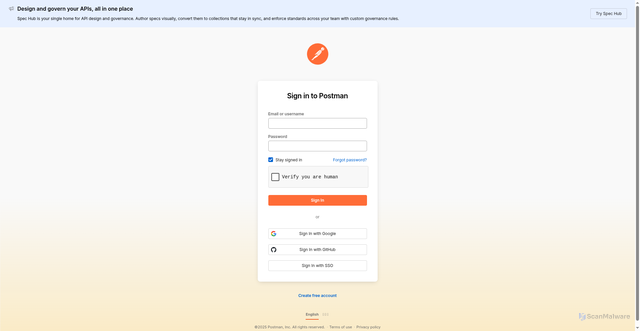 Security scan screenshot of https://app.getpostman.com