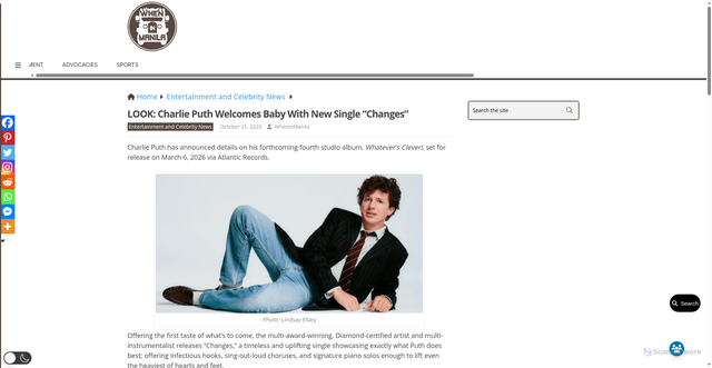 Security scan screenshot of https://www.wheninmanila.com/charlie-puth-welcomes-baby-changes/
