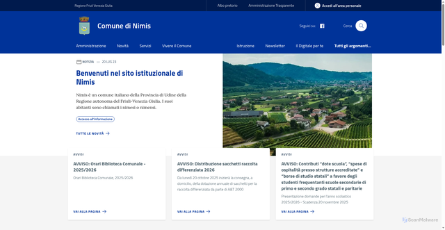 Security scan screenshot of https://www.comune.nimis.ud.it/