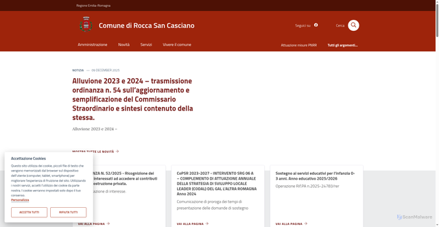 Security scan screenshot of https://www.comune.roccasancasciano.fc.it