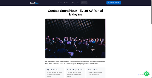 Security scan screenshot of https://soundhouz-static.pages.dev/contact-us/