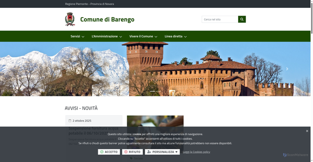 Security scan screenshot of https://www.comune.barengo.no.it/it-it/home