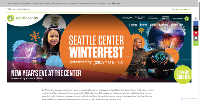 Security scan screenshot of https://www.seattlecenter.com/events/featured-events/new-years-eve