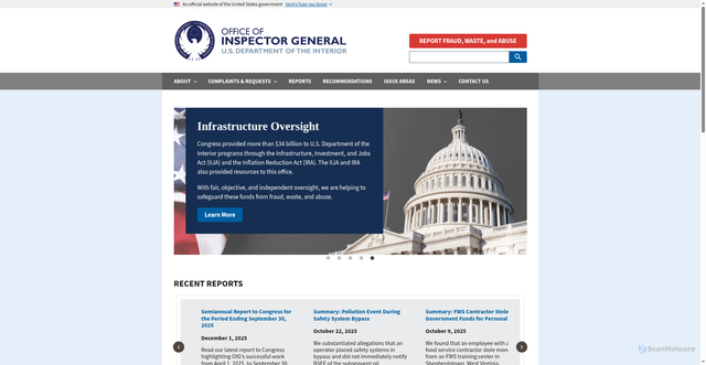 Security scan screenshot of https://www.doioig.gov/