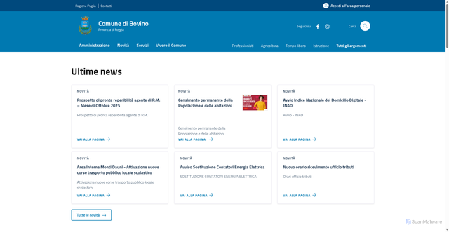 Security scan screenshot of https://comune.bovino.fg.it/