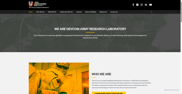 Security scan screenshot of https://arl.army.mil