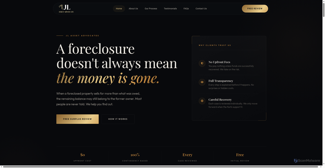 Security scan screenshot of http://jlassetadvocates.com/