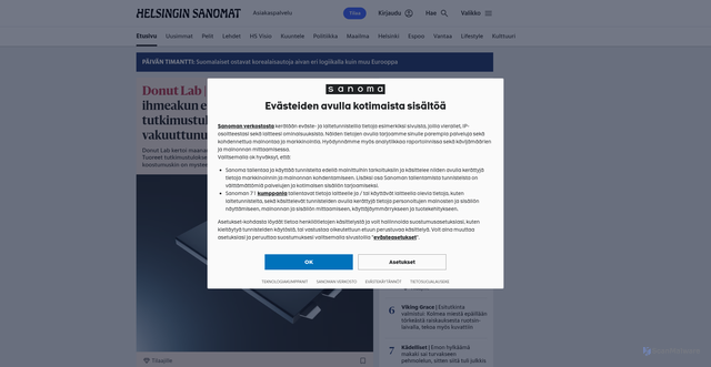 Security scan screenshot of https://www.hs.fi