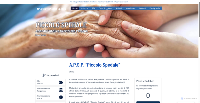 Security scan screenshot of https://piccolospedale.it/