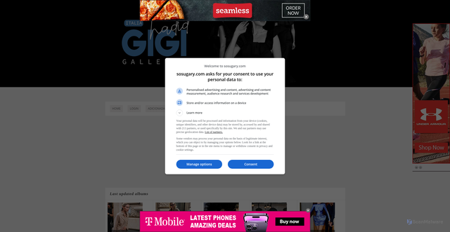 Security scan screenshot of https://gigihadiditalia.sosugary.com/gallery/