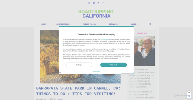 Security scan screenshot of https://roadtrippingcalifornia.com/garrapata-state-park/